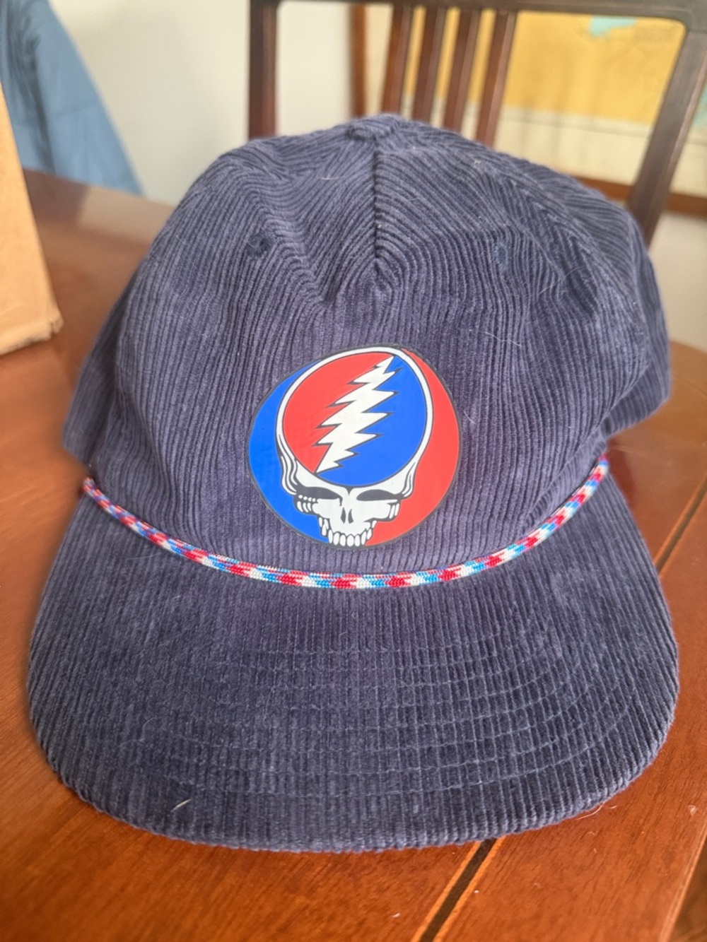 Grateful Dead Navy Corduroy Cap with Red & Blue Steal Your Face Logo